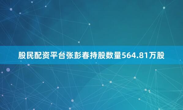 股民配资平台张彭春持股数量564.81万股
