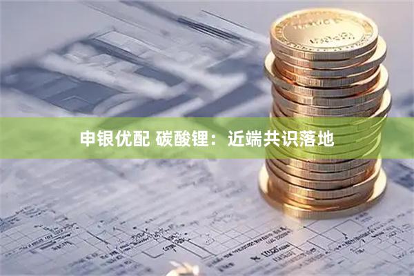 申银优配 碳酸锂：近端共识落地